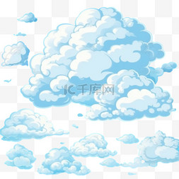 装饰云彩卡通图片_蓝色白云云朵装饰
