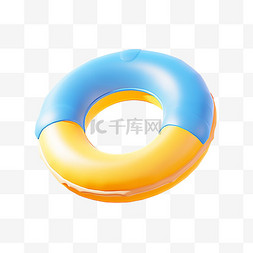 红黄蓝logo图片_夏日泳圈黄蓝配色3d卡通元素