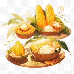 农作物背景图片_秋天丰收的玉米金黄色的竹筐中的