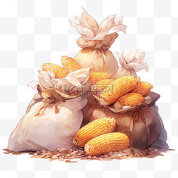 金黄色的背景图片_丰收的金黄色玉米的袋子中的玉米