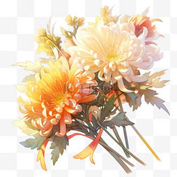 黄色植物背景图片_秋天花卉菊花黄色红色菊花元素