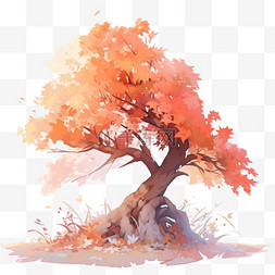 红色植物背景图片_秋天植物树木秋天的树木元素