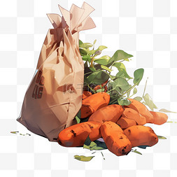 农作物背景图片_红薯袋子中的红薯手绘卡通元素