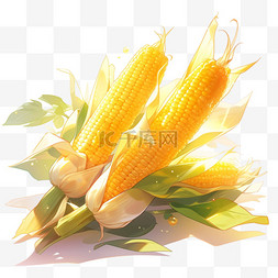 秋季农作物丰收图片_秋天卡通丰收果实玉米金黄色的玉