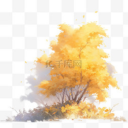 黄色大树背景素材图片_秋天植物黄色树木树叶树大树植物