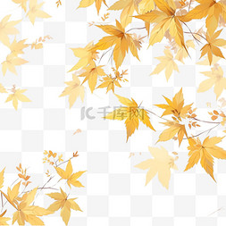 秋天的叶子手绘图片_秋天黄色叶子的树木手绘卡通树叶