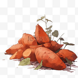 农作物丰收手绘图片_红薯蒸熟的红薯切开的红薯丰收