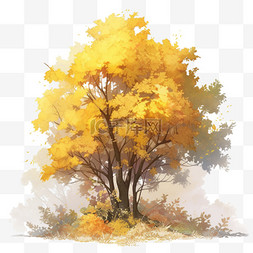 黄色大树背景素材图片_秋天植物黄色树木树叶树大树