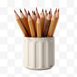 笔带笔筒图片_办公用品日用品3D彩铅笔筒立体极