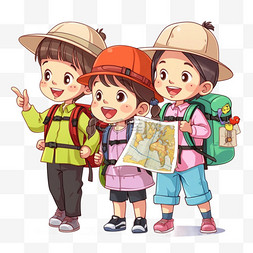 卡通小孩图片_小孩学生旅游出行暑假假期假日