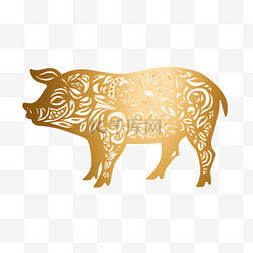 猪图片_十二生肖金色猪金箔形状形象