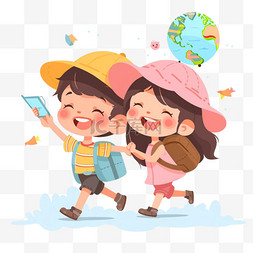 学生儿童小朋友旅游旅行暑假假日