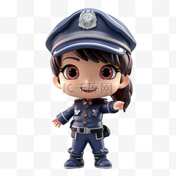 警察警服人物3D可爱职业立体