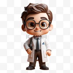 戴眼镜医生人物3D可爱职业立体