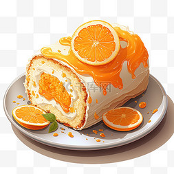 甜橙味奶油水果瑞士卷蛋糕卷面包