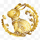 兔兔剪纸风金色