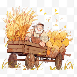 小车图片_装满农作物的小车人物卡通元素