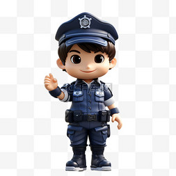 警察扮演图片_人物警察警服3D可爱职业立体