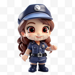 警察审讯犯人图片_人物3D女警察可爱职业立体