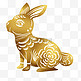 兔子公鸡剪纸风金色