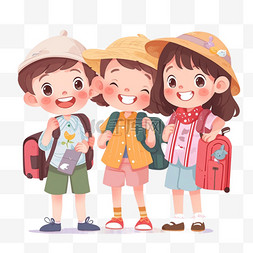 插画图片_小孩学生旅游暑假假期假日出行