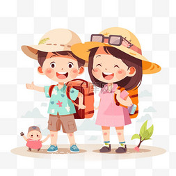 旅游出行手绘图片_儿童小朋友旅游旅行暑假假日出行