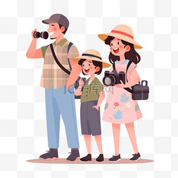 父母训练营图片_扁平插画风旅游度假人物小女孩和