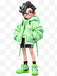 多巴胺男孩色彩插画绿色3D人物形象