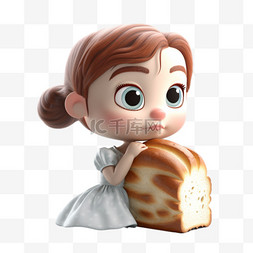 汉堡图片_卡通3D女孩面包食物