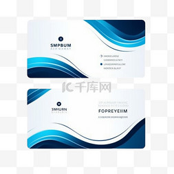 蓝色企业模板图片_抽象蓝白卡片名片设计模板