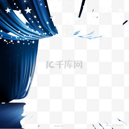 电影海报背景图片_蓝色星光帷幕有灯光和窗帘的舞台