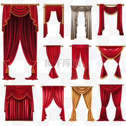 红色窗帘装饰图片_不同的剧院窗帘装饰红色天鹅绒
