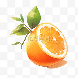 剥开橘子卡通图片_橘子果汁简约卡通手绘元素