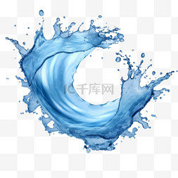 透明液体气泡素材图片_蓝色水波飞溅，透明背景上的波纹