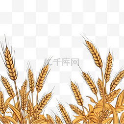 小麦背景图片_秋天丰收手绘小麦麦穗