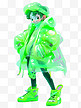 多巴胺男孩色彩插画绿色3D人物形象