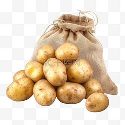 纯色背景图纯色图片_土豆麻袋里的土豆摄影图免抠图