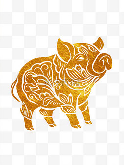 金箔动物十二生肖猪剪纸风卡通