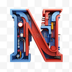 立体字母n图片_创意填充字母N立体元素