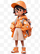 多巴胺男孩色彩橙色插画3D人物形象