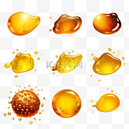 水滴液体金色融化的蜂蜜滴