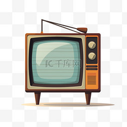 老式电视图片_复古手绘台式老式电视