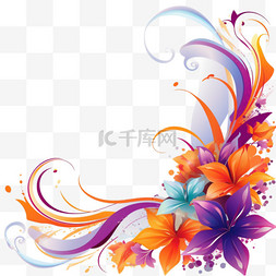 花卉边框图案图片_彩色花朵花卉半包边框
