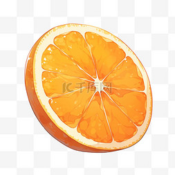 简约卡通手绘切开橘子秋天果实元