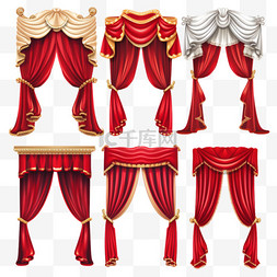 不同的剧院红色天鹅绒装饰窗帘
