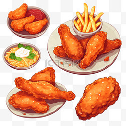 餐厅美食手绘图片_美食食物炸鸡手绘卡通