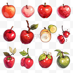 卡通手绘果实苹果元素