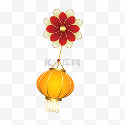 中国风圆形灯笼花朵节日装饰元素