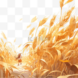 麦穗手绘素材图片_秋天丰收的麦穗元素