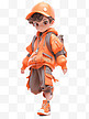 多巴胺男孩橙色色彩插画3D人物形象